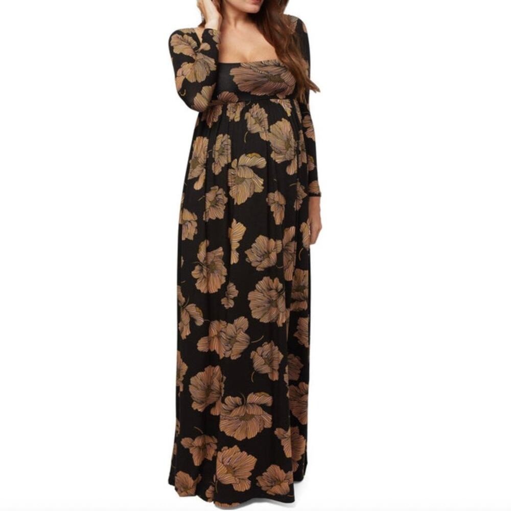 Rachel Pally Isa Matilija Floral Maternity Maxi Dress Long Sleeves Square Neck S
